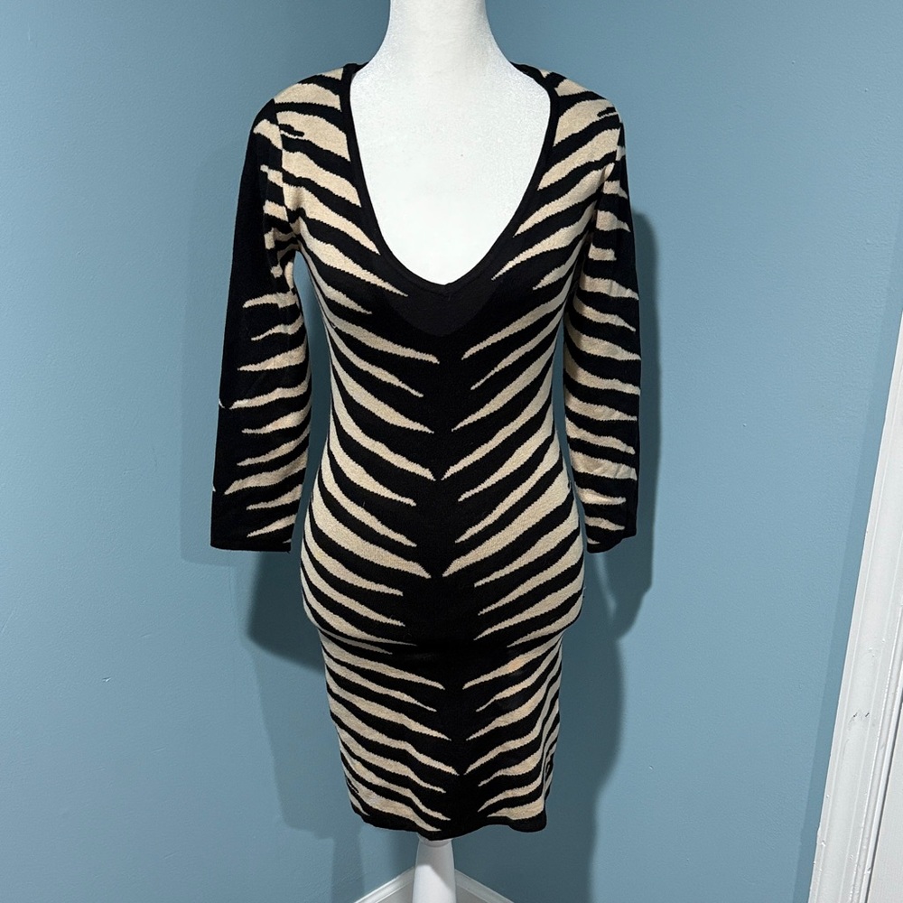 Black and Cream Striped Sweater with Dress